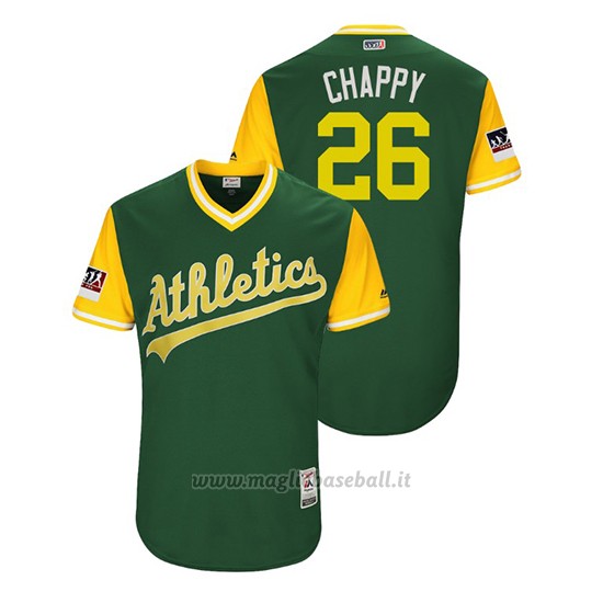 Maglia Baseball Uomo Oakland Athletics Matt Chapman 2018 Llws Players Weekend Chappy Green